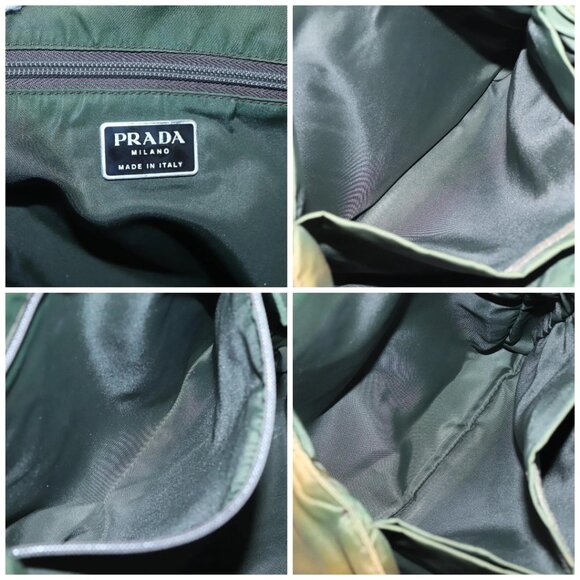 PRADA Hand Bag Nylon Plastic Khaki Silver Clear Auth bs25908 - Picture 15 of 16